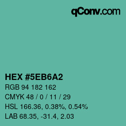 カラーコード: HEX #5EB6A2 | qconv.com