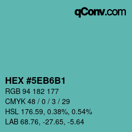 Color code: HEX #5EB6B1 | qconv.com