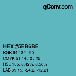 Color code: HEX #5EB6BE | qconv.com