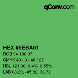 カラーコード: HEX #5EBA61 | qconv.com