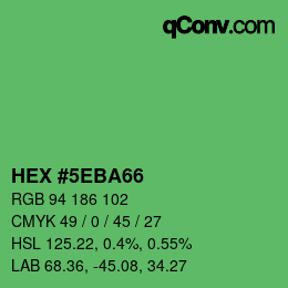 カラーコード: HEX #5EBA66 | qconv.com