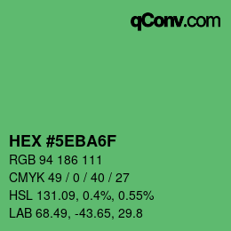 カラーコード: HEX #5EBA6F | qconv.com