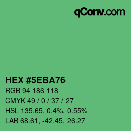カラーコード: HEX #5EBA76 | qconv.com