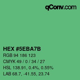 カラーコード: HEX #5EBA7B | qconv.com