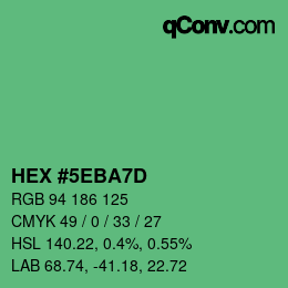 カラーコード: HEX #5EBA7D | qconv.com