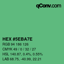 Code couleur: HEX #5EBA7E | qconv.com