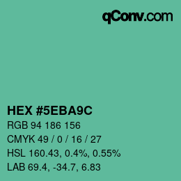 Farbcode: HEX #5EBA9C | qconv.com