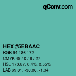 Farbcode: HEX #5EBAAC | qconv.com
