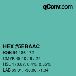 Color code: HEX #5EBAAC | qconv.com