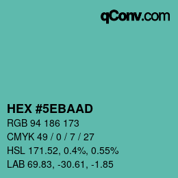 Color code: HEX #5EBAAD | qconv.com