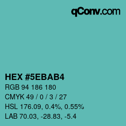 カラーコード: HEX #5EBAB4 | qconv.com