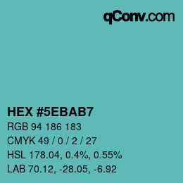 Farbcode: HEX #5EBAB7 | qconv.com