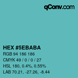 Color code: HEX #5EBABA | qconv.com