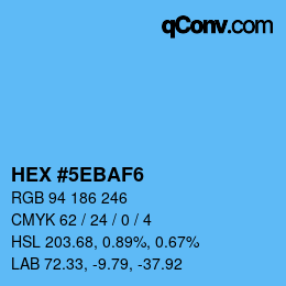 カラーコード: HEX #5EBAF6 | qconv.com