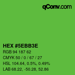 カラーコード: HEX #5EBB3E | qconv.com