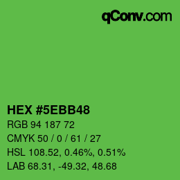 Color code: HEX #5EBB48 | qconv.com