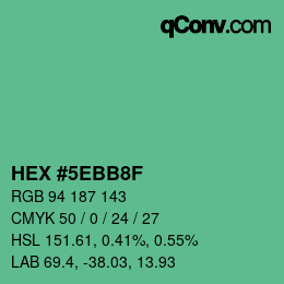 カラーコード: HEX #5EBB8F | qconv.com
