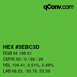 Farbcode: HEX #5EBC3D | qconv.com