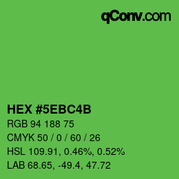 カラーコード: HEX #5EBC4B | qconv.com