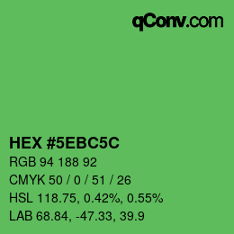 Color code: HEX #5EBC5C | qconv.com