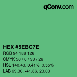Farbcode: HEX #5EBC7E | qconv.com