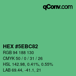 カラーコード: HEX #5EBC82 | qconv.com
