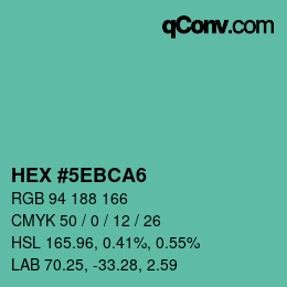 Color code: HEX #5EBCA6 | qconv.com