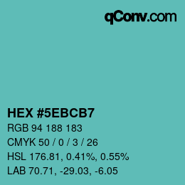 Color code: HEX #5EBCB7 | qconv.com