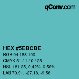 Color code: HEX #5EBCBE | qconv.com