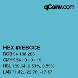 Color code: HEX #5EBCCE | qconv.com