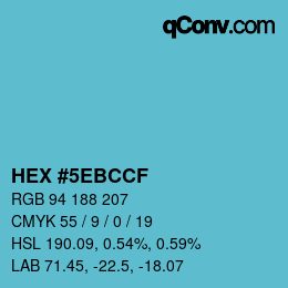 Color code: HEX #5EBCCF | qconv.com