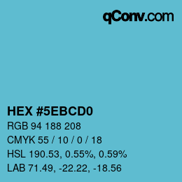 颜色代码: HEX #5EBCD0 | qconv.com