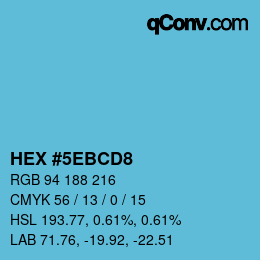 カラーコード: HEX #5EBCD8 | qconv.com