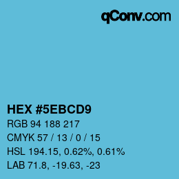 Código de color: HEX #5EBCD9 | qconv.com