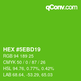 Color code: HEX #5EBD19 | qconv.com