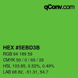 カラーコード: HEX #5EBD3B | qconv.com