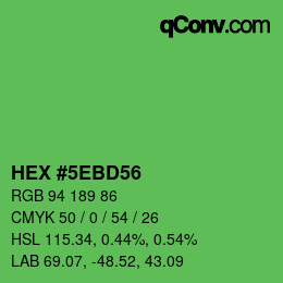 Color code: HEX #5EBD56 | qconv.com