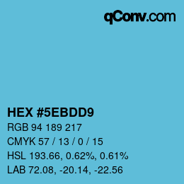 カラーコード: HEX #5EBDD9 | qconv.com