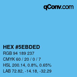 Color code: HEX #5EBDED | qconv.com