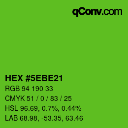 Color code: HEX #5EBE21 | qconv.com