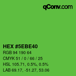 Color code: HEX #5EBE40 | qconv.com
