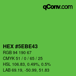 カラーコード: HEX #5EBE43 | qconv.com