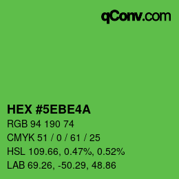 Color code: HEX #5EBE4A | qconv.com