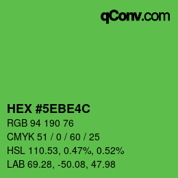 Color code: HEX #5EBE4C | qconv.com
