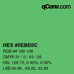 Color code: HEX #5EBE6C | qconv.com