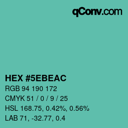 Color code: HEX #5EBEAC | qconv.com