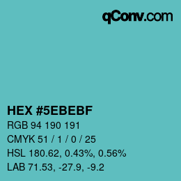Color code: HEX #5EBEBF | qconv.com