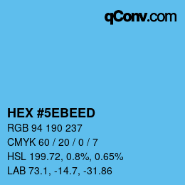 Color code: HEX #5EBEED | qconv.com