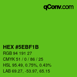 カラーコード: HEX #5EBF1B | qconv.com