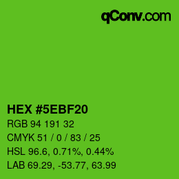 Color code: HEX #5EBF20 | qconv.com